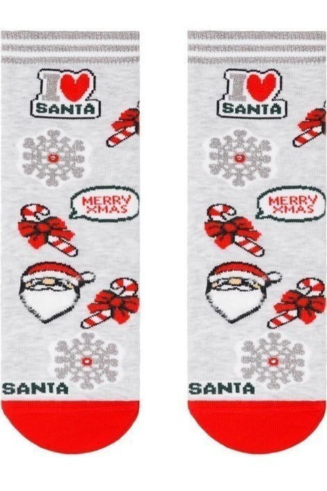 Шкарпетки жіночі Conte Новорічні 18С-78СП (381) Santa Claus з люрексом та стразами